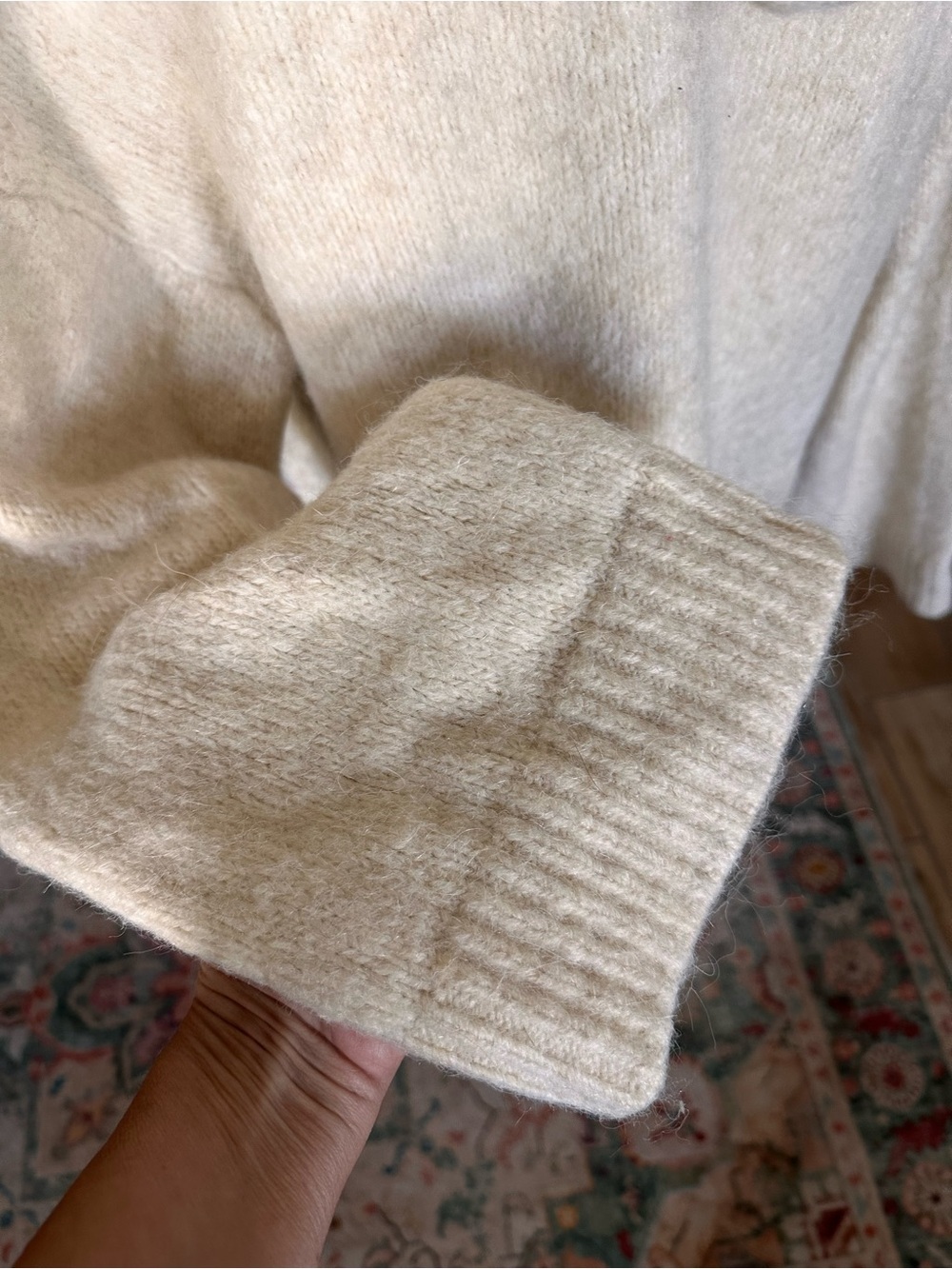Zara cropped Cream Knit Hoodie Sweater - Picture 6 of 6